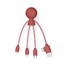 Cabo USB Xoopar Multi 4 em 1 de Plástico Reciclado Vermelho