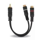 Cabo Y RCA Macho para 2 RCA Fêmeas Preto 20cm Emborrachado Cabo Y RCA Macho para 2 RCA Fêmeas Preto 20cm Emborrachado