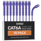 Cabos de conexão Ethernet Everest Ultra Slim Cat6a 30 cm, pacote com 10