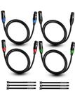 Cabos XLR AQOOL, pacote com 4 pés, cabo de microfone macho para fêmea Cabos XLR AQOOL, pacote com 4 pés, cabo de microfone macho para fêmea