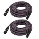 Cabos XLR MIKIZ trançados de 15 m, pacote com 2, macho para mulher, 3 pinos