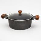 Caçarola 20cm 2,3L Cerâmico Alças Madeira com Tampa de Vidro - Cor: Preto Craqueado Caçarola 20cm 2,3L Cerâmico Alças Madeira com Tampa de Vidro - Cor: Preto Craqueado