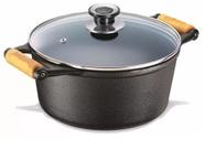 Caçarola Alça de Madeira com Tampa de Vidro 20 cm 2,6 Lts Fundição Santana