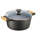 Caçarola Alça de Madeira com Tampa de Vidro 28 cm 5,5 Lts Fundição Santana Caçarola Alça de Madeira com Tampa de Vidro 28 cm 5,5 Lts Fundição Santana
