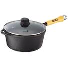 Caçarola Alça de Madeira Tampa vidro 3,0 litros 23 cm