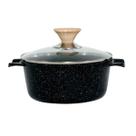 Caçarola Antiaderente Revestimento Mármore Cerâmico 20cm Preto