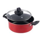 Caçarola Antiaderente Tampa Vidro 18cm Vermelho Nacional