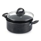 Caçarola Antiaderente Tampa Vidro 22cm 3L Preto Nacional
