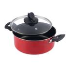 Caçarola Antiaderente Tampa Vidro 22cm 3L Vermelho Nacional