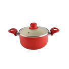 Caçarola Class Home Cerâmica Vermelha Com Tampa De Vidro 24CM 2.0MM