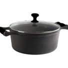 Caçarola de Ferro Alça Silicone Preto Tampa Vidro 9,8L 32cm