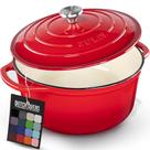 Caçarola Dutch Oven de Ferro Fundido Esmaltado Vermelha 6,4 Quart Zulay Kitchen