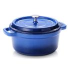 Caçarola Grossa 24cm Panela Ferro Caçarola Ferro Fundido Antiaderente 3,6 Litros Azul
