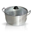 Caçarola Panela Alumínio Grande 32 Cm Hotel Feijoada com Tampa de Vidro