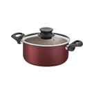 Caçarola paris 20cm 2,9l em alumínio com antiaderente e tampa de vidro vermelho - Tramontina