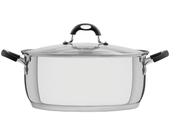 Caçarola Rasa Solar Silicone Em Aço Inox Com Fundo Triplo E Tampa De Vidro 30 Cm 8,9 L