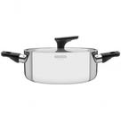 Caçarola Rasa Tramontina Grano Baquelite 24cm Em Inox Com Corpo Triplo