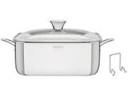 Caçarola Tramontina Grano Quadrada 4 L Aço Inox Suporte P/ Tampa Corpo Triplo e Tampa Vidro 62144220