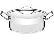 Caçarola Tramontina Professional Rasa em Aço Inox Fundo Triplo com Tampa Plana Detalhe Satinado 28 cm 7,1 L