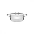 Caçarola Tramontina Professional Rasa Inox Fundo Triplo com Tampa Plana Detalhe Satinado 16cm 1,4 L