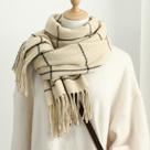 Cachecol De Lã Unissex Grande 180x70cm Macio Inverno Quente Cor:Bege