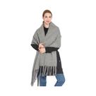 Cachecol De Luxo Feminino Em Cashmere Com Design Xadrez Arco-Íris, Grosso E Quente, Com Franjas,