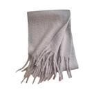 Cachecol De Luxo Feminino Em Cashmere, Xale Grosso E Quente Com Franjas Clássicas, Cor Sólida,
