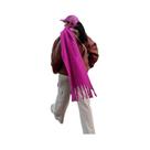 Cachecol De Luxo Feminino Em Cashmere, Xale Grosso E Quente Com Franjas Clássicas, Cor Sólida,