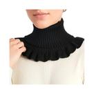 Cachecol Falso De Tricô Preto E Branco Para Mulheres, Macio, Grosso, Quente E Elegante Com Design De