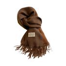 Cachecol Feminino De Caxemira Quente Para Inverno, Estilo Coreano, Tricotado, Cor Sólida, Dupla