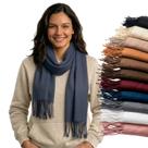 Cachecol Feminino Pashmina Xale Tipo Manta Toque Macio Com Franjas 180x70cm - Cinza