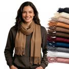 Cachecol Feminino Pashmina Xale Tipo Manta Toque Macio Com Franjas 180x70cm - Cachecol Feminino Pashmina Xale Tipo Manta Toque Macio Com Franjas 180x70cm -