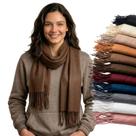 Cachecol Feminino Pashmina Xale Tipo Manta Toque Macio Com Franjas 180x70cm -