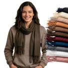 Cachecol Feminino Pashmina Xale Tipo Manta Toque Macio Com Franjas 180x70cm -