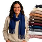 Cachecol Feminino Pashmina Xale Tipo Manta Toque Macio Com Franjas 180x70cm -