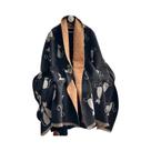 Cachecol Feminino Quente Com Estampa De Gato Em Cashmere Sintético, Xale Jacquard Para