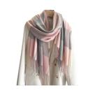 Cachecol Feminino Quente De Cashmere Xadrez, Xale De Viagem De Inverno, Pashmina Grossa Com Borlas