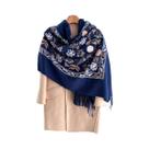 Cachecol Floral Feminino Quente 70x210cm, Xale De Caxemira Sintética, Pashmina Grossa De Inverno Com