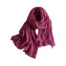 Cachecol Longo Monocromático Retro Para Mulheres, Cor Sólida, Comprimento Médio, Outono/Inverno