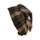 Cachecol Unissex De Mohair Xadrez Grosso Cor Café Retrô Para Outono E Inverno
