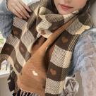 Cachecol Xadrez de Tricô Dupla Face Elegante Moda Feminina Quente Toque Macio Inverno Xale de Lã Casual