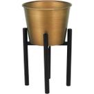 CACHEPÔ 25x15x15cm METAL DOURADO COM SUPORTE OCTAVE