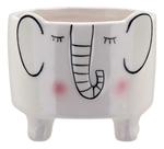 CACHEPÔ 8x9x9cm CERÂMICA BRANCO ELEFANTE