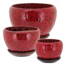 Cachepô cerâmica vermelho 3pç