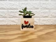 Cachepô Cubo Madeira Família