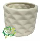 Cachepo Diamante Cerâmica Branco Luxo Arranjo Decoração Sala