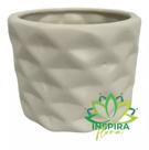Cachepo Diamante Cerâmica Branco Luxo Arranjo Decoração Sala