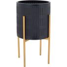 CACHEPÔ METAL 46x25x25cm PRETO VASO DECORATIVO ENFEITE PLANTA