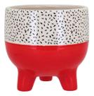 CACHEPÔ VASO DECORATIVO PLANTA CERÂMICA 15x16x16cm VERMELHO