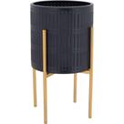 Cachepô Vaso Decorativo Planta Metal 46x25x25cm Preto